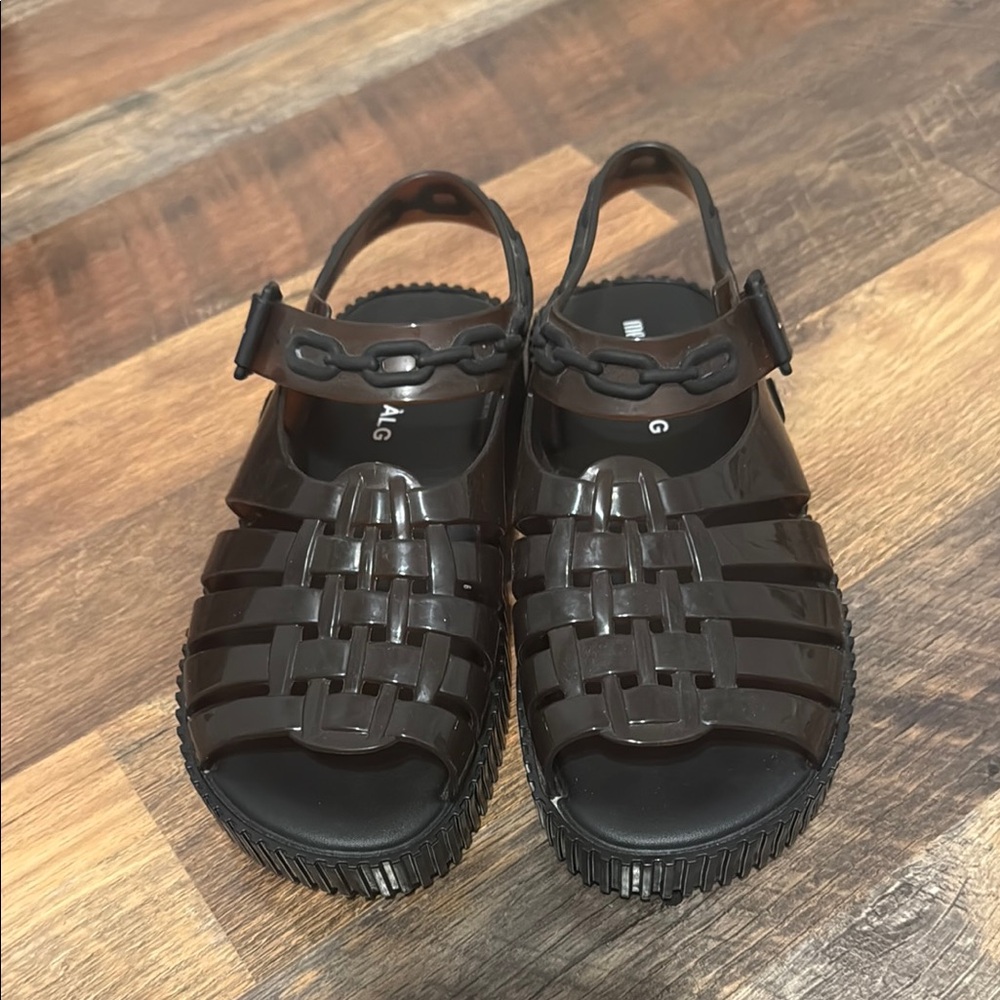 Melissa Black Sandals Woven Design